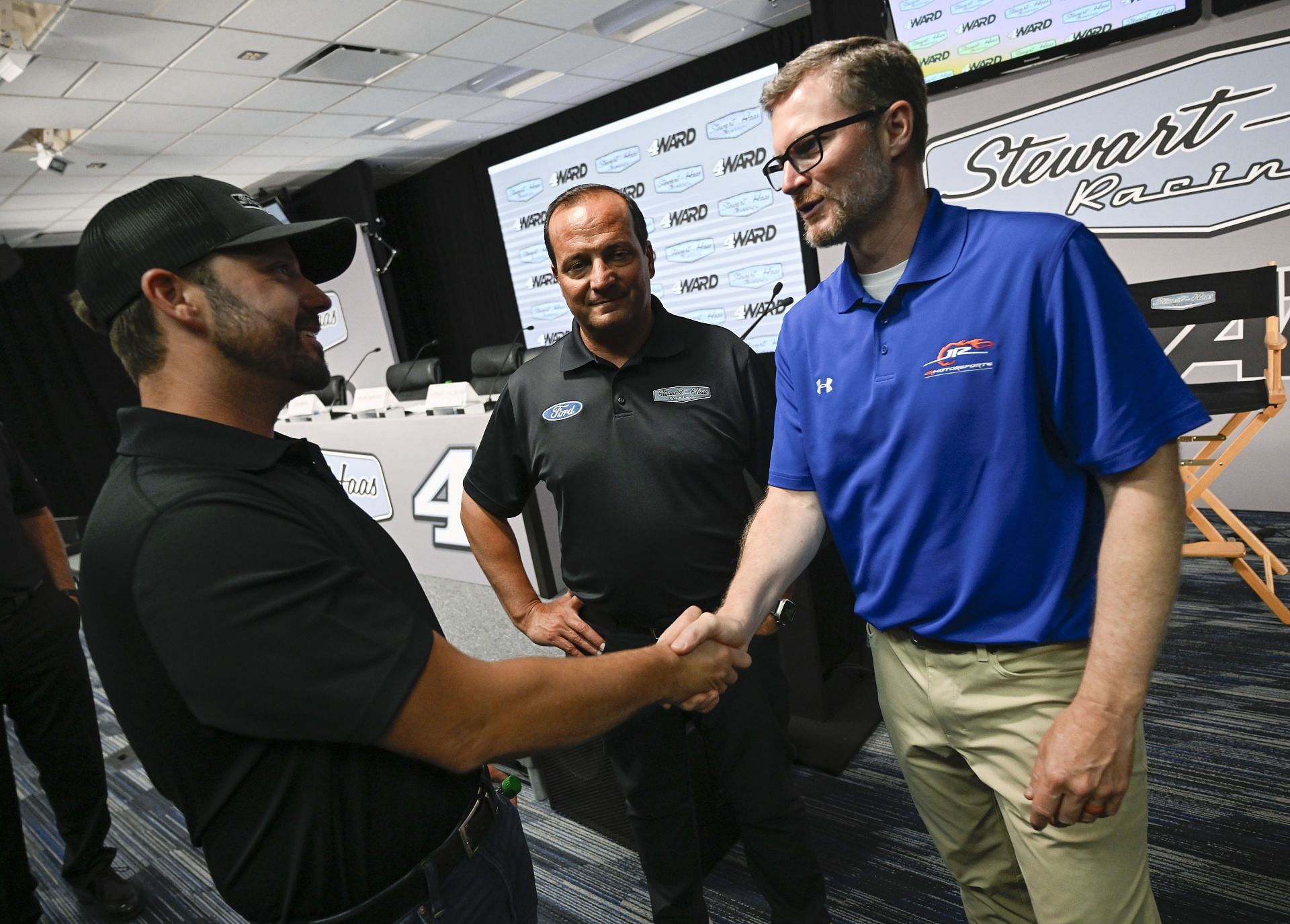 Josh Berry with Dale Earnhardt Jr. after the Stewart-Haas Announcement. Source: Getty